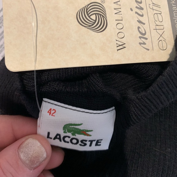 merino wool turtle neck black sweater Lacoste - Picture 6 of 7